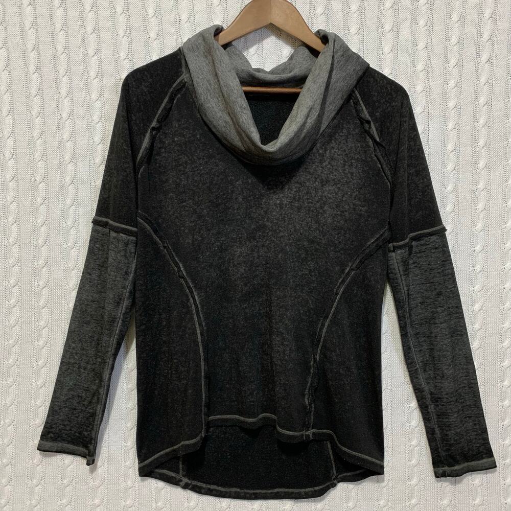Threads 4 Thought Cowl Neck Organic Cotton Blend Women’s Size Med Black/Gray